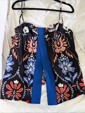 Floral Print Jumpsuit with Blue Accent